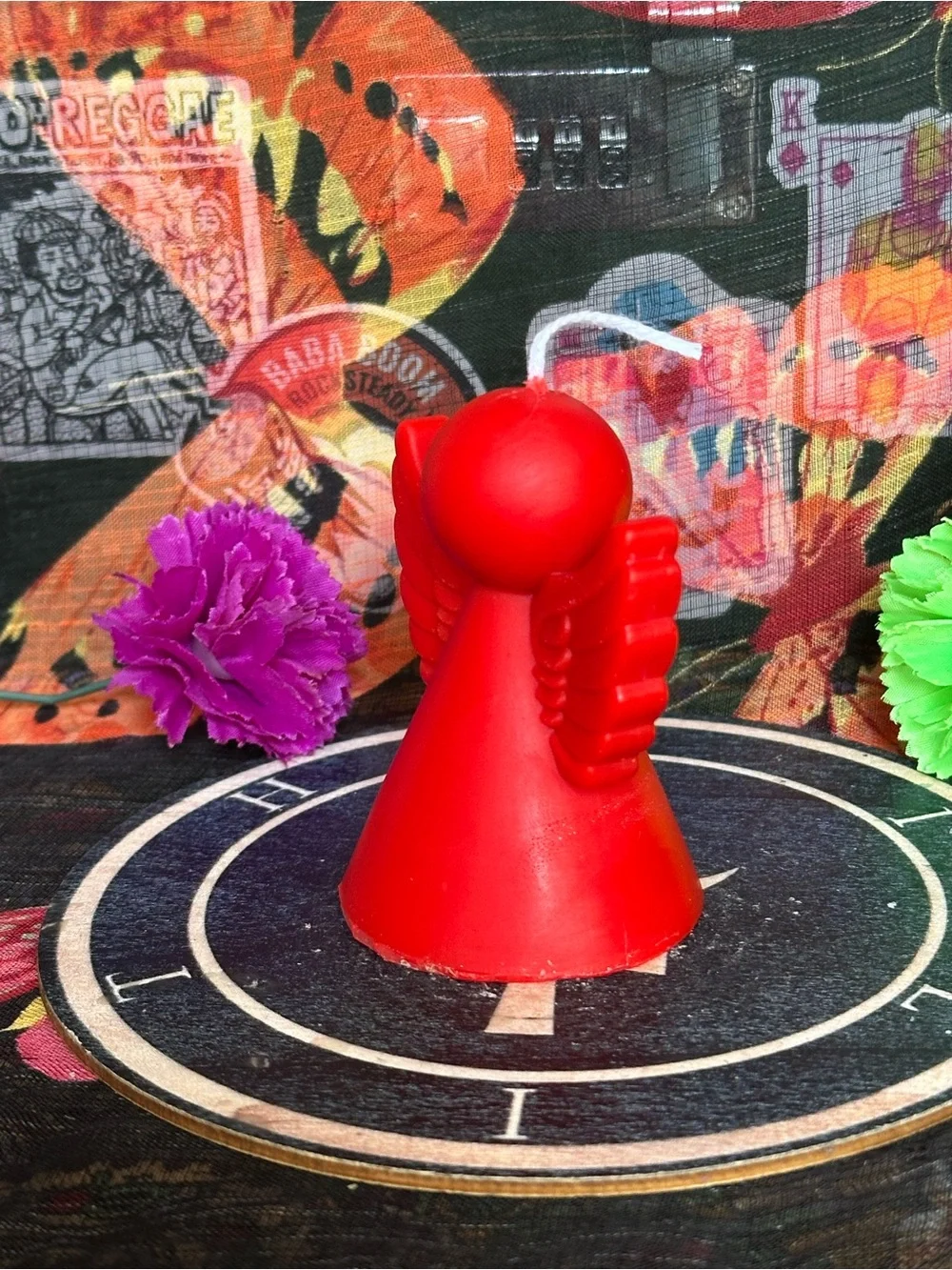 Handmade Red Angel Candle – Winged Guardian Candle
